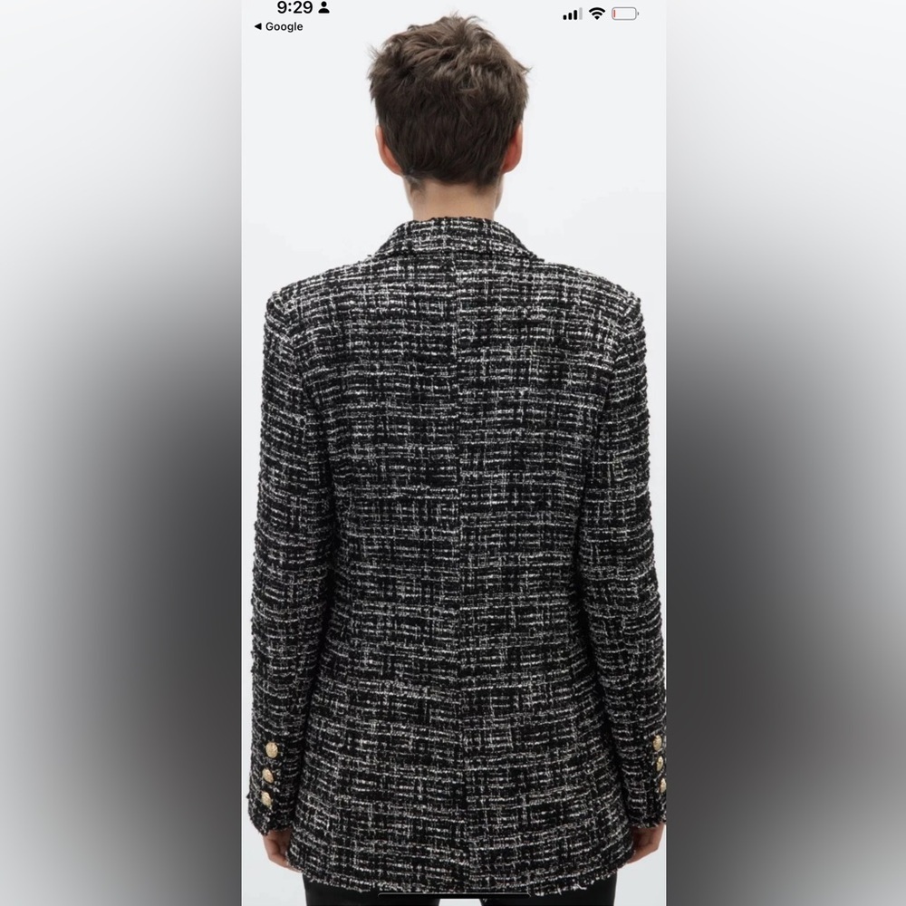 Bloggers Favorite Zara Women's DoubleBreast Tweed Textured Black & White Blazer - Picture 13 of 16